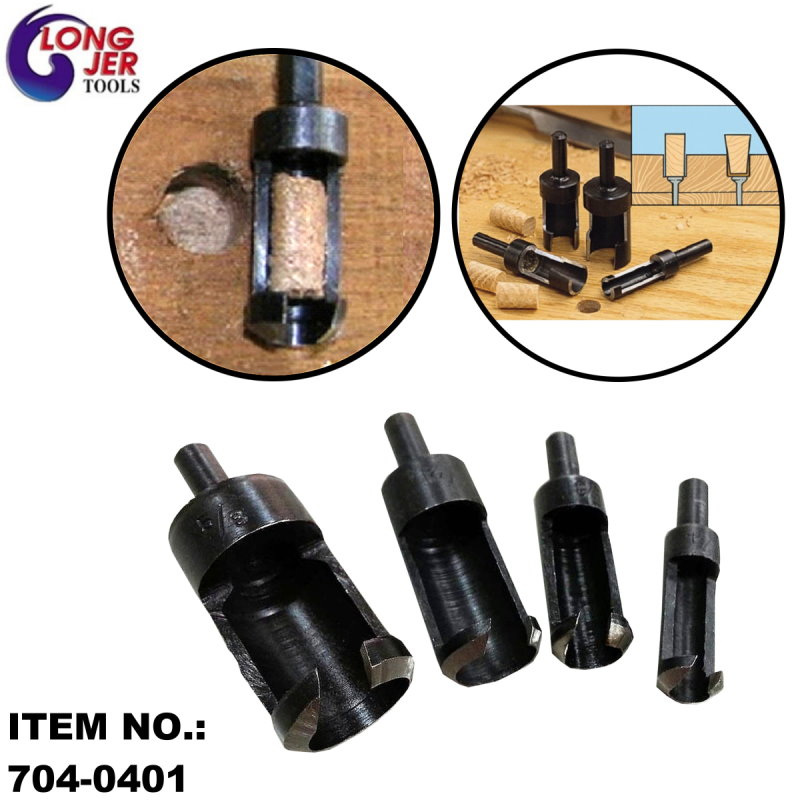 4PCS PLUG CUTTER DRILL BIT SET FOR WOODWORKING & POWER TOOLS